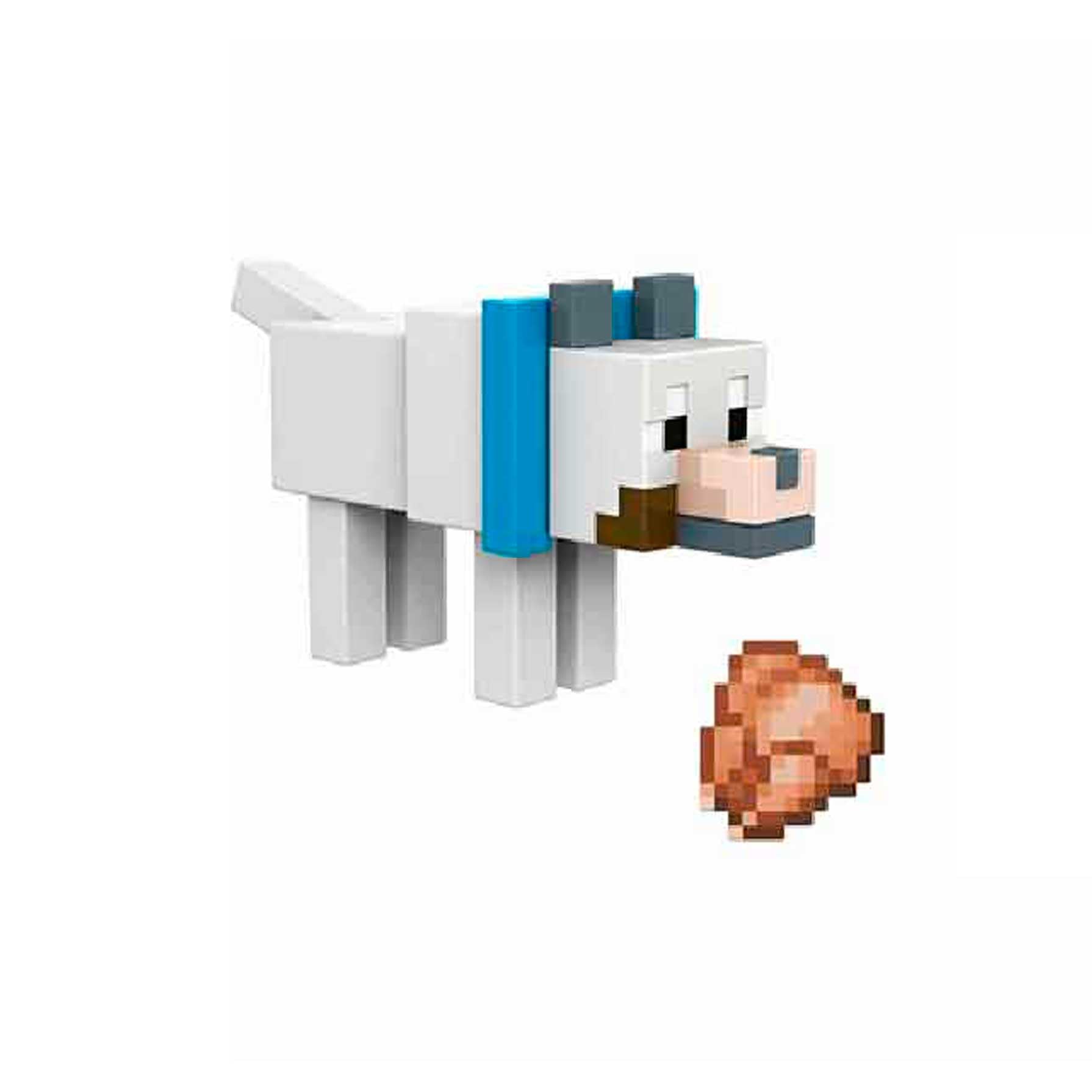 Mattel Minecraft Wolf 3.25" scale Video Game Authentic Action Figure with Accessory and Craft-a-block
