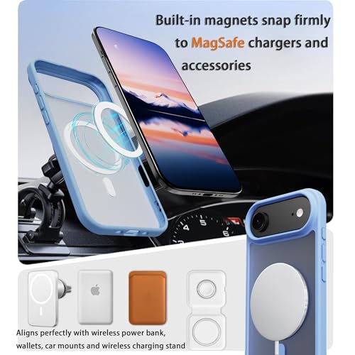 Image of Magnetic for iPhone 17 Air Phone Case, [Compatible with MagSafe], Screen Protector X1, [Military Grade Drop Protection],Matte Finish,Slim,Shockproof,Protective (Light Blue, iPhone 17 AIR)
