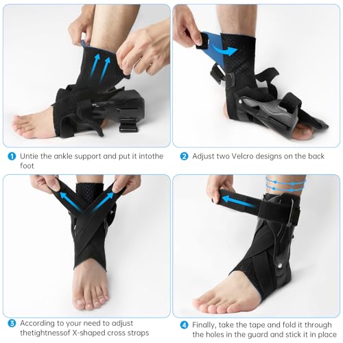 MILAIUN Sprunggelenkbandage mit PE Stabilisators Schiene und Bandage für Fußgelenk| Knöchel- Einstellbares Fußbandage- für Links oder Rechts- für Plantarfasziitis, Arthritis (XL)