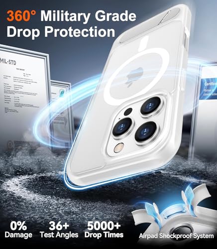 Image of Magnetic Compatible with iPhone 16 Pro Case, [Built-in Invisible Kickstand][Compatible with MagSafe][Military Grade Shockproof] Slim Translucent Matte Phone Case for iPhone 16 Pro 6.3 inch