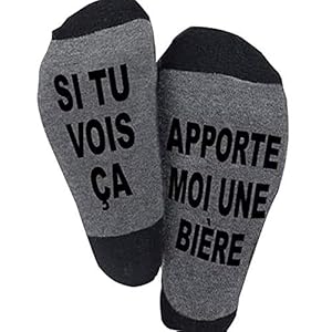 Flyglobal Chaussettes Drôles Biere SI TU VOIS ÇA,APPORTE MOI UNE BIÈRE Chaussettes Courtes Fantaisie Nouveauté Chaussettes Lettres Cadeau pour Chaussette Drôle Pas Cher Homme/Femme