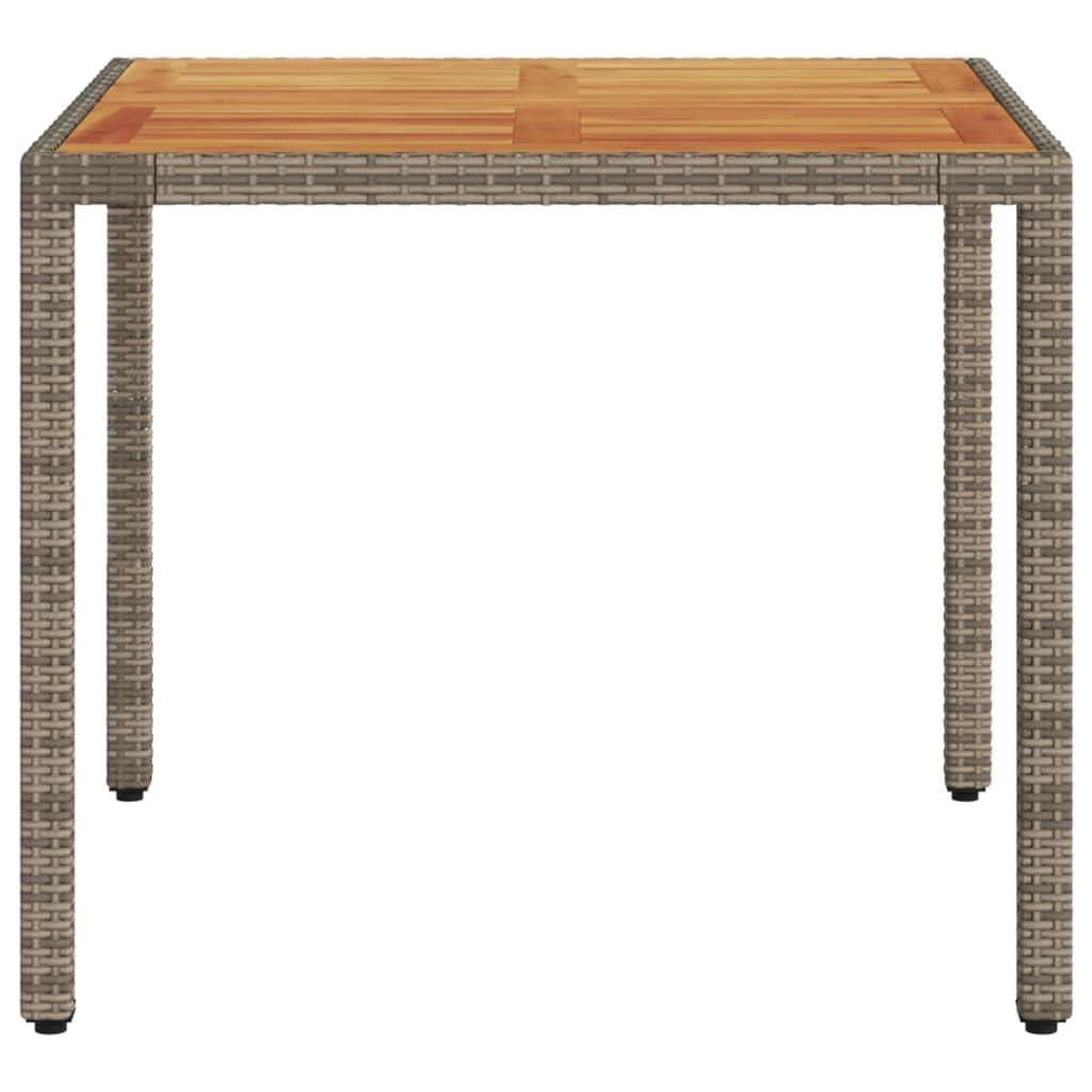 Stół ogrodowy Acacia rattanowa powierzchnia drewniana szary 90x90x75 cm, stół ogrodowy na zewnątrz, stół tarasowy, stół zewnętrzny, stół balkonowy, stoły taras i ogród, stół ogrodowy - 365530