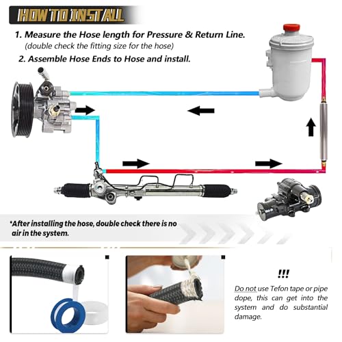 image for PQY AN6 Power Steering Pump Hose Fitting Kit Return to Reservoir Hose 