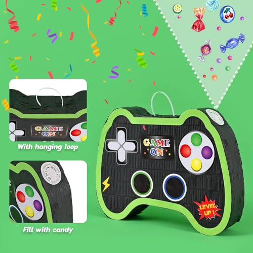 WERNNSAI Videospiel Pinata - Gamecontroller Pinata Geburtstag Junge Kinder Gaming Piñata mit Stock Augenbinde Gamer Geburtstagsdeko Game Partyspiele