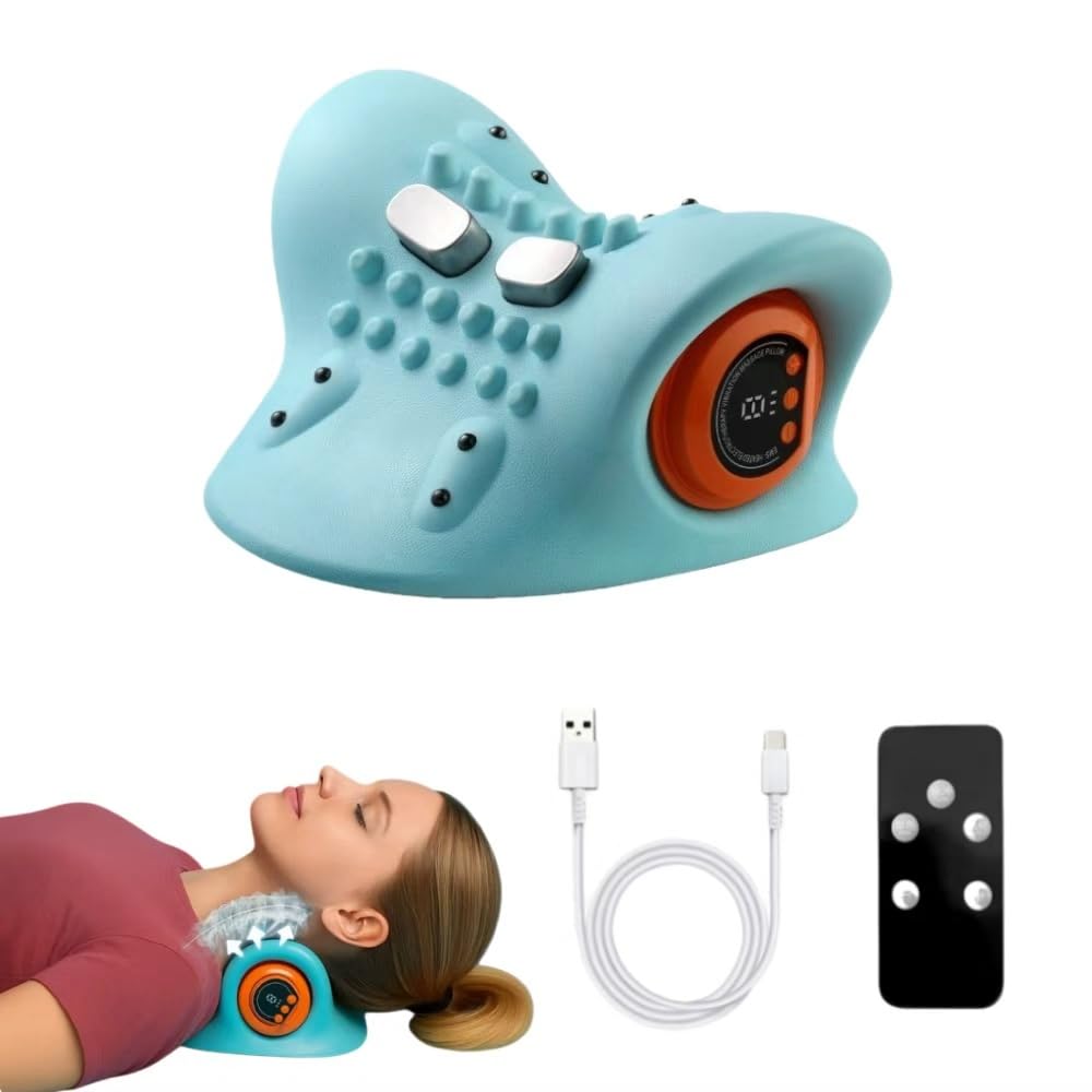 Azouna SmartNeck 4-in-1Nackenmassager Kabelloses Nackenmassagegerät mit EMS & Wärme, 3 Modi, 6 stufige Intensitätsanpassung, für Nacken, Schulter & Rücken