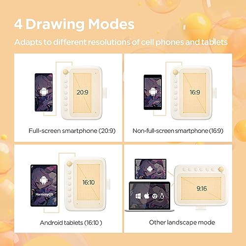 Image of UGEE Q6 Drawing Tablet for Android Phone, Graphic Tablet with 6Hot Keys, 6.5 inchx4 inch Portable Writing Tablet Adjustable Drawing Mode, Drawing Pad with 16K Levels Battery-Free Stylus for Mac /Windows /Chrome