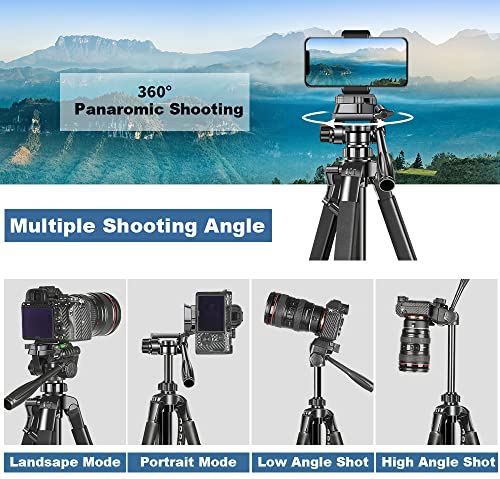 Adofys 70” Aluminium Camera Tripod with Travel Bag and Phone Holder |Operating Height: 70 inch | Maximum Load Capacity up to 8kg | Compatible with All Cameras, Cell Phones, Projector, Webcam 2 51FA1AjfVdL