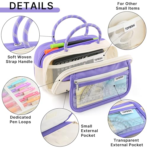 Image of TOPBIDAI Large Pencil Case Pouch School Supplies for Girls Boy Women Men