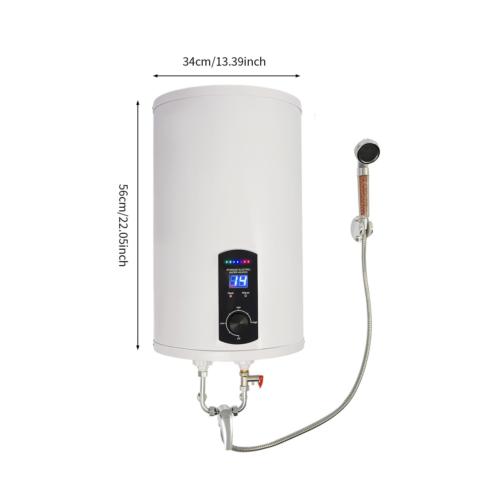 Chauffe-eau électrique 30 l - 2000 W 220 V - À suspendre au mur - Économie d'énergie - Chauffe-eau - Réservoir intérieur émaillé - Écran LED (30 l)