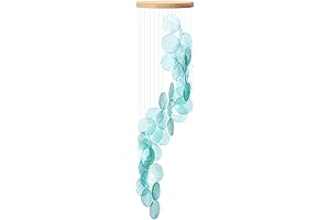 Coastal Decor Eye-Catching Seaglass Capiz Shell Wind Chimes for Outside