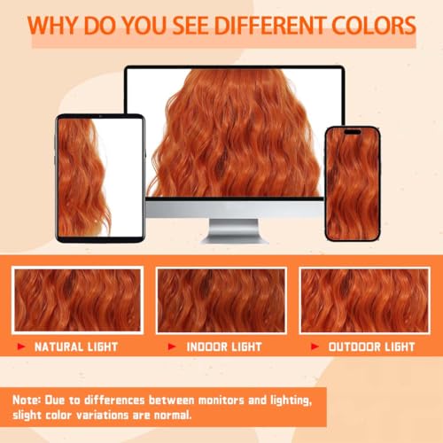 Image of Pastel Ginger Wavy Bob Wig for Women, Short Shoulder Length Synthetic Wig with Bangs, Matte Natural Realistic Look Lightweight Hairpiece, Ginger Color for Daily Wear & Cosplay Costume