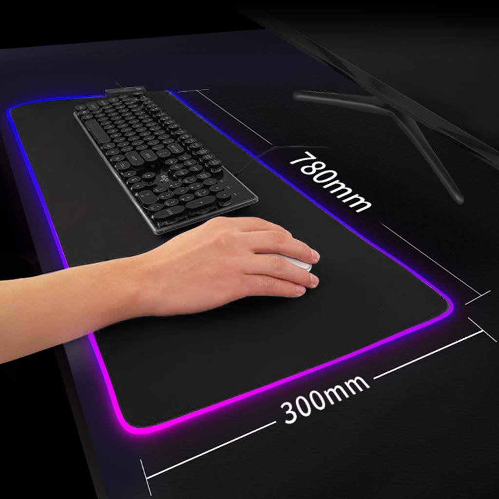 HYLR Tapis de Souris RGB Chroma - Tissu Haute Précision - Effets de Lumière - Plusieurs Modes - Gaming Gamer Jeux Vidéo - USB Rétroéclairé 31 * 12 inch