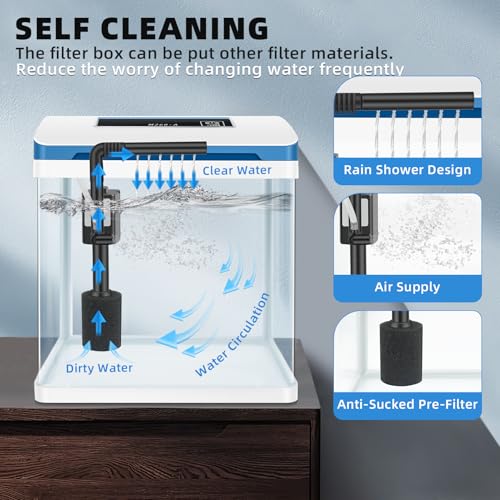 Kits para iniciantes de aquário de vidro de 6 litros, aquário de mesa Betta com filtro e luz para be