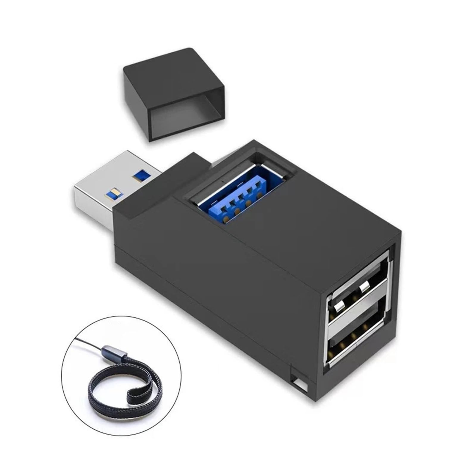 Hub USB 3.0 a 3 porte per mini adattatore splitter, 5 Gbps ad alta velocità trasferimento dati Extender per PC portatile