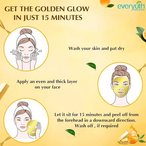Image of Everyuth Naturals Golden Glow Peel-Off Deep Cleansing Mask, 8g Each, Pack of 10 Pouches (80g)