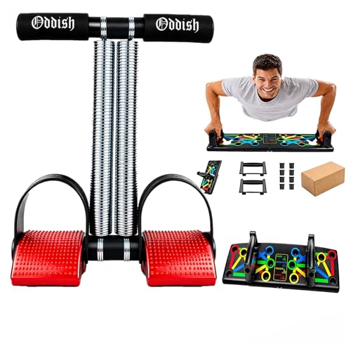 ODDISH Way to Fitness Tummy Trimmer & 9-in-1 Push-Up Board Combo | Full Body Home Workout Combo Kit for Men & Women | Abs, Chest, Arms, Core Strength Fitness Equipment | Portable Gym Set (Red)