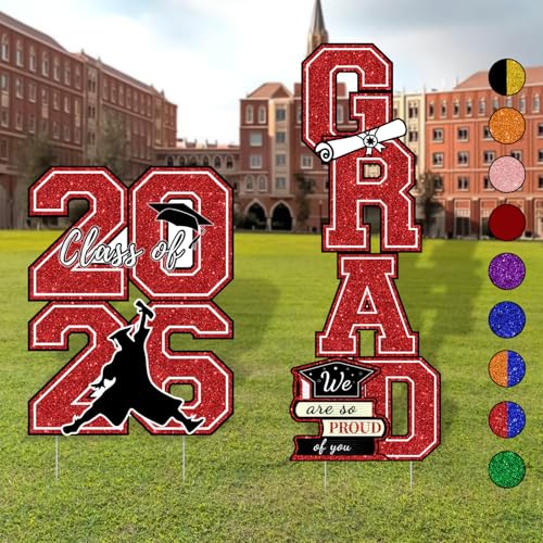 Graduation Yard Signs Class of 2026 Red and Black Graduation