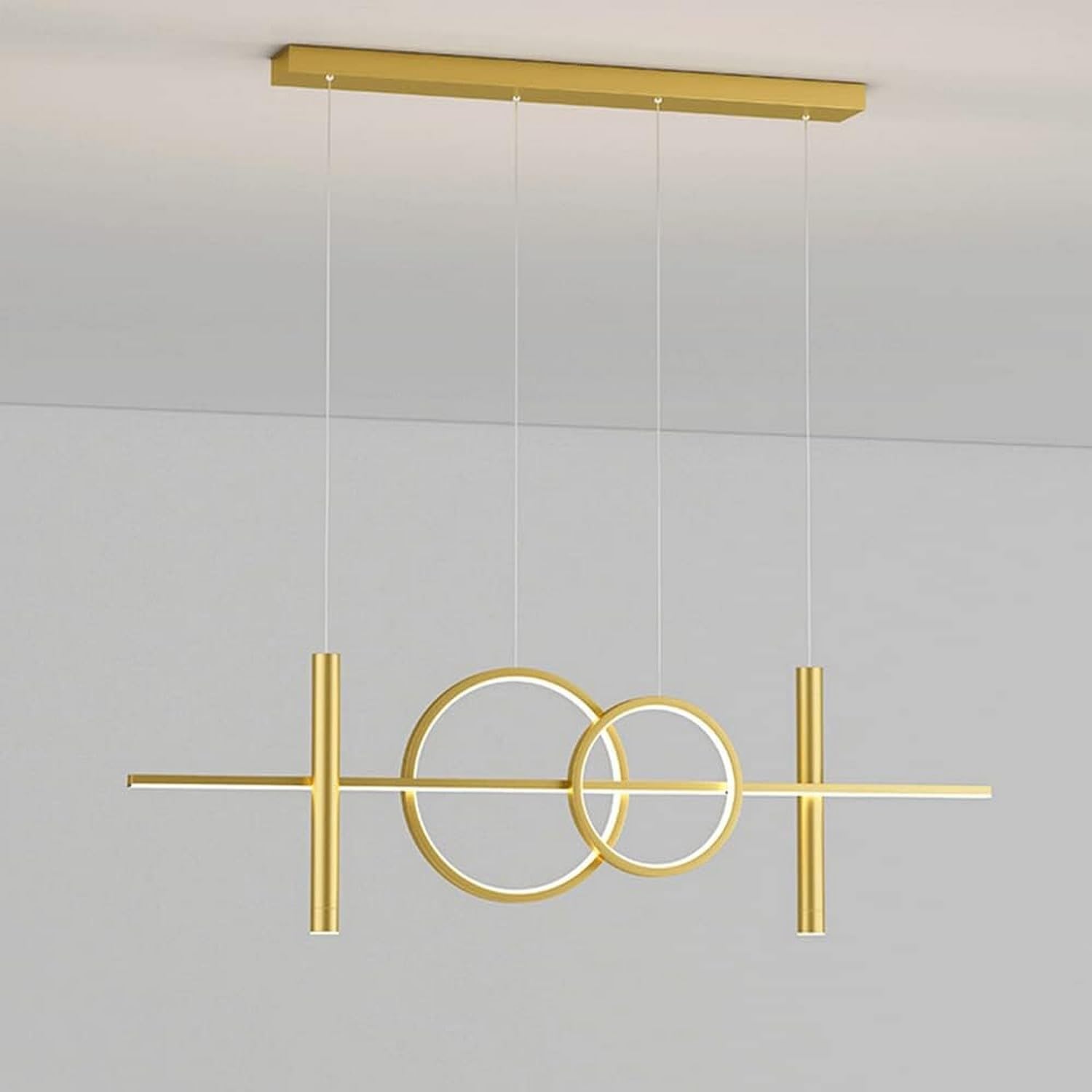 Suspension pour îlot de cuisine avec plafonnier LED moderne doré