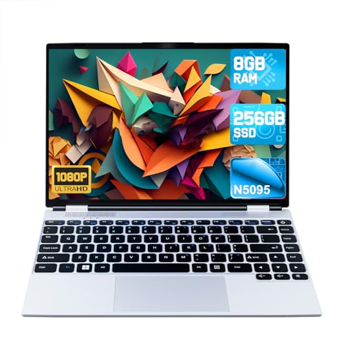 Image of 2025 14'' Laptop Compatible with Windows 11, 8GB RAM 256GB SSD, Quad-Core Processor(2.9GHz), 1080P FHD Display, TF Card Slot, USB-C, Mini-HDMI, WiFi5, Bluetooth, Webcam, Silver