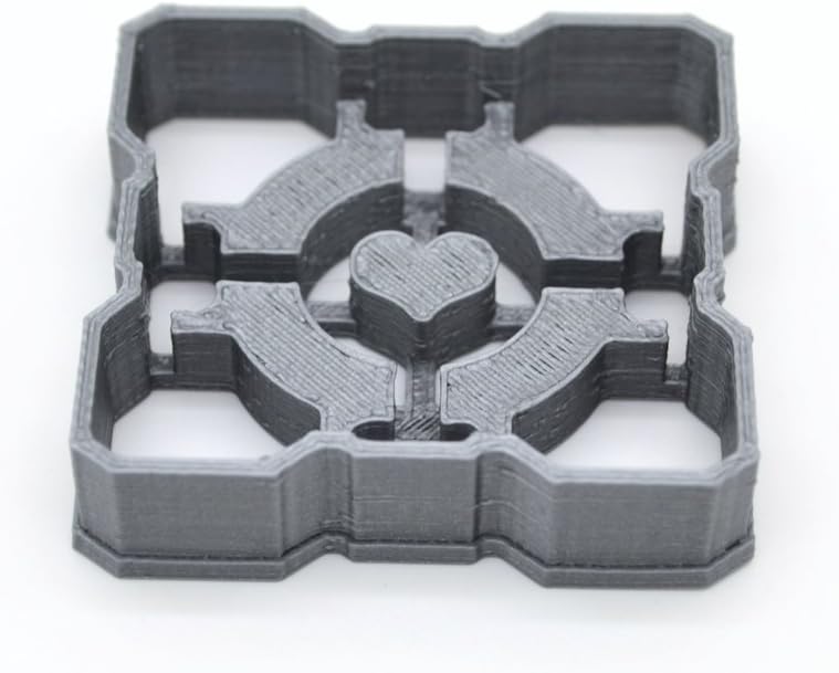 Portal Companion Cube Cookie Cutter Small - Silver PLA - 3D Printer - 3D Printed