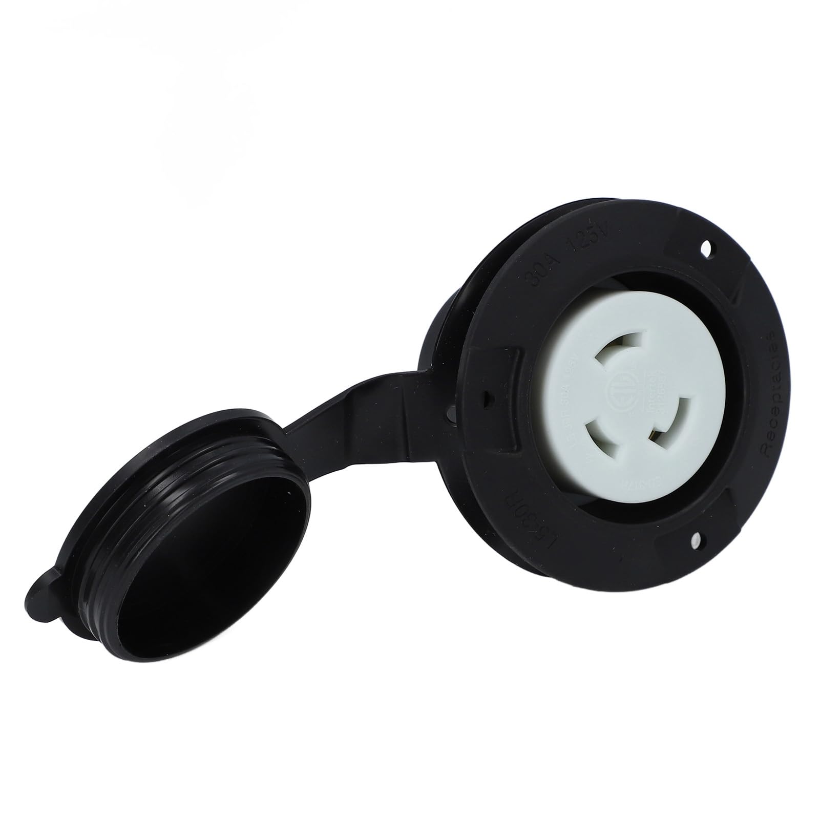Tomacorriente con Brida 30A NEMA L5-30R Receptáculo con Bloqueo Toma Eléctrica de Alimentación para RV con Tapa Resistente a la Intemperie