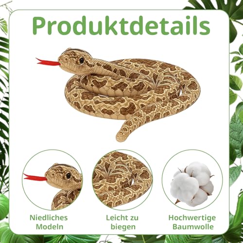 ZocRjvN Kuscheltier Schlange, Plüsch Schlange Spielzeug, 100 cm Langes Stofftier Schlange, Braunes Kuscheltier Schlange Für Kinder Und Erwachsene, Prank Geschenk