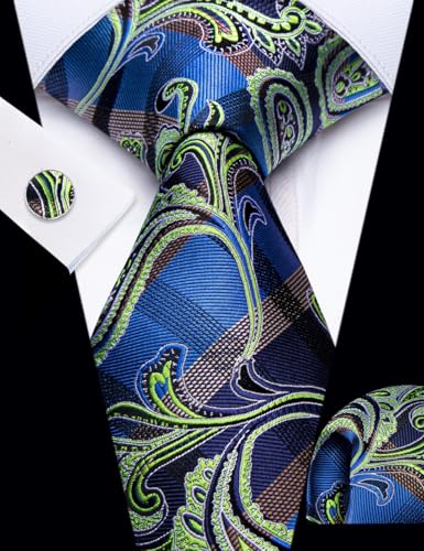 Image of YourTies Floral Ties for Men Silk Tie and Pocket Square Set Business Formal Mens Neckties with Gift Box Wedding