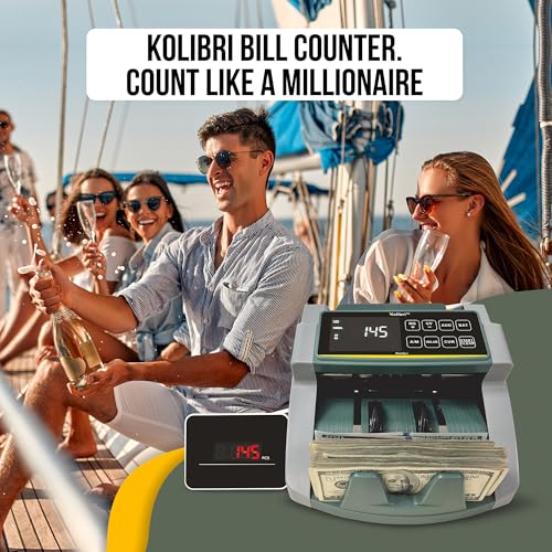 Image of KOLIBRI Money Counter Machine I UV /MG I Set Value Count I LCD Display I Business Grade I Dollar, Euro I Advanced UV /MG /IR /DD /HLF Detection I 1,500 Notes /Min I 1-Year Warranty I KOLIBRI UV /MG
