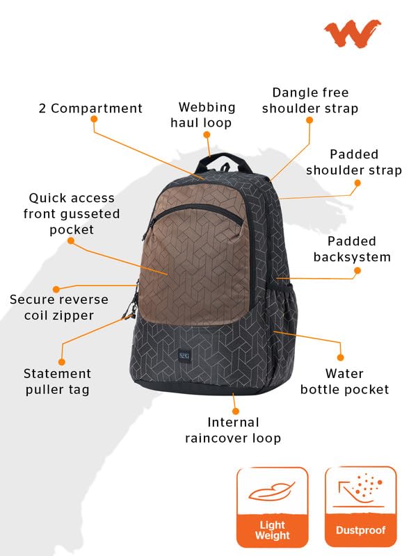 Image of Wiki Stylish Unisex Backpack 2 Durable & Lightweight backpack for Men & Women | Backpack for Office, Gym, Travel (31.5 Litre, Black)