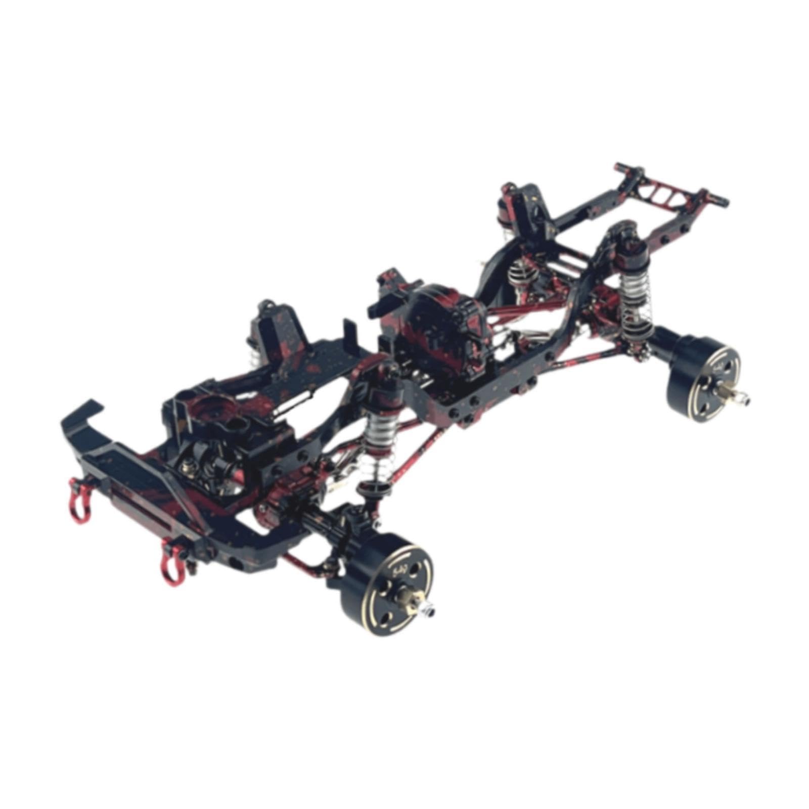 Chasis Metálico para Coche RC 1 18 Bastidor Marco Estructura Mecanizado de Alta Precisión con Layout Modular para Fácil Desmontaje Compatible con, Negro Rojo