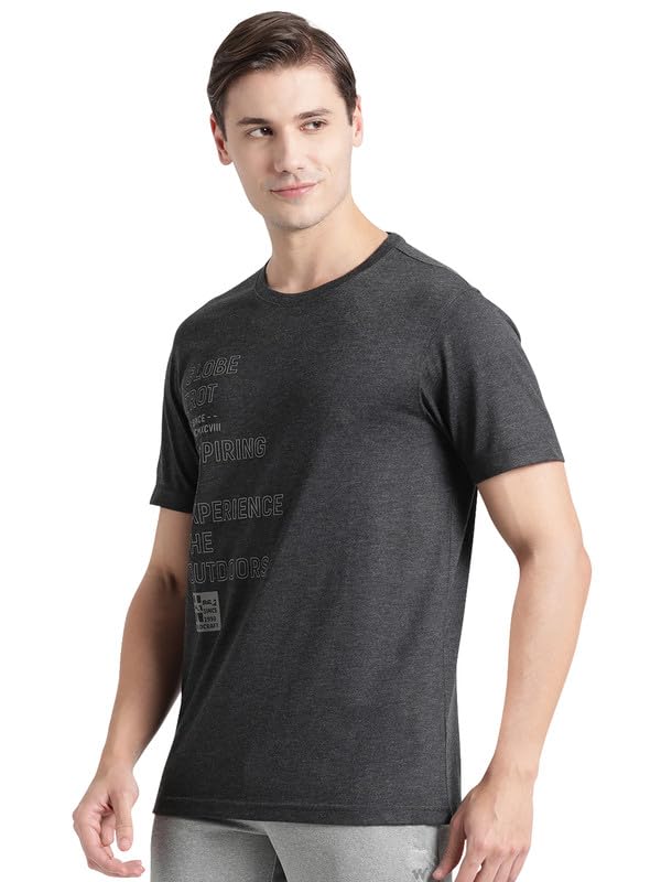 Image of Wildcraft Stylish Men Polyester Kooltex Crewneck Textography T-shirt | Half Sleeve Regular Fit T-shirt for Mens
