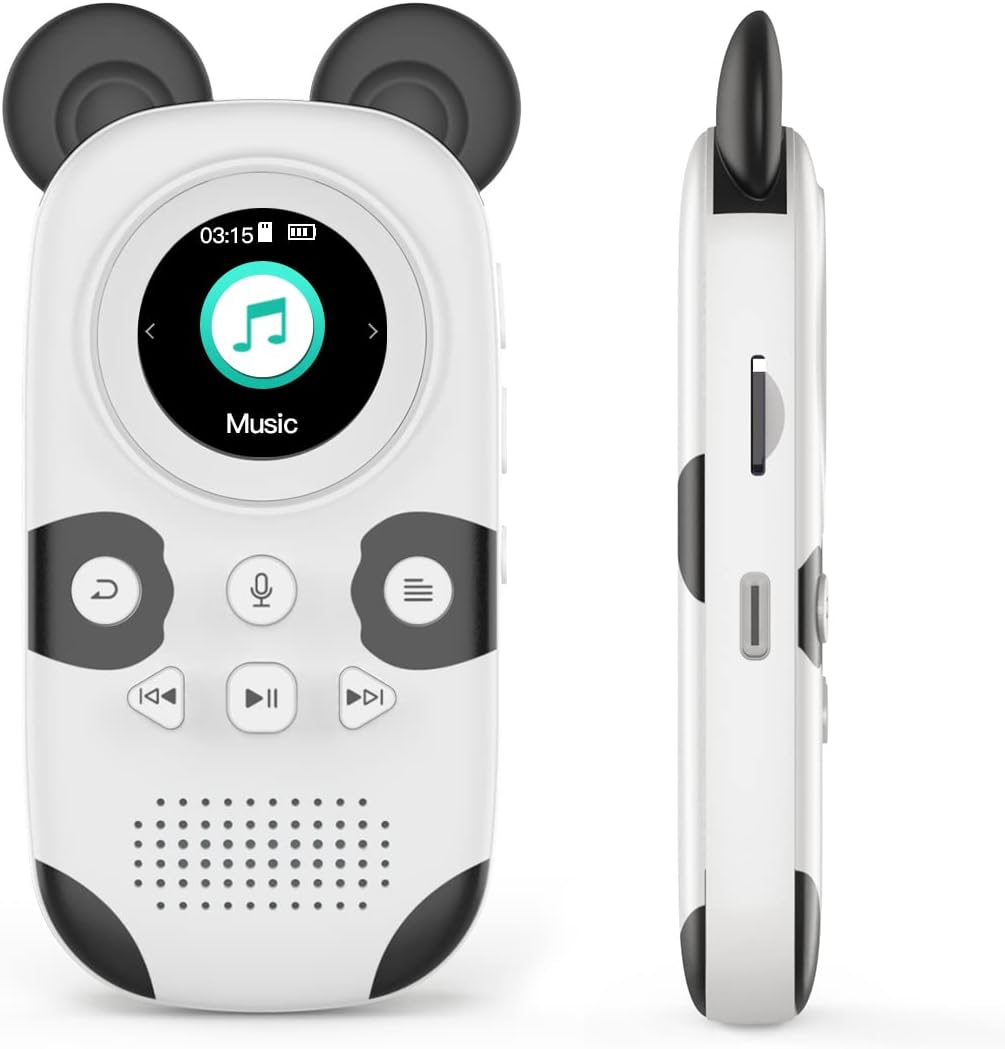 RUIZU 16GB MP3 Player for Kids, Cute Panda Portable Music Player MP3, Child MP3 Player with Bluetooth 5.0, Speaker, FM Radio, Voice Recorder, Alarm Clock, Stopwatch, Pedometer, Support up to 128GB