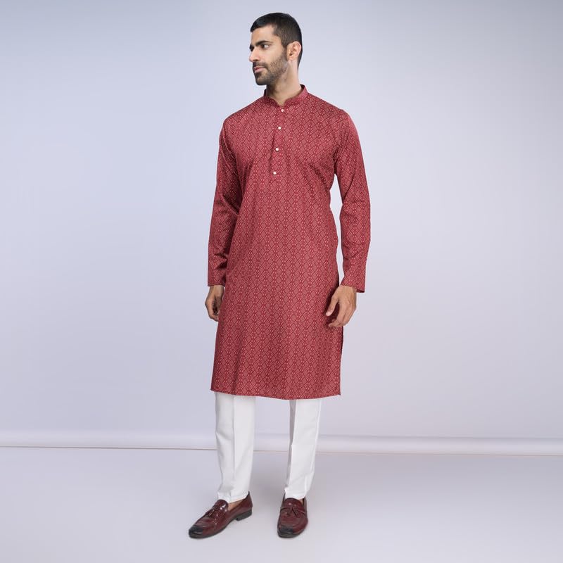 Image of BELLAZO Men's Premium Cotton Printed Regular Kurta | Stylish Kurta for Weddings /Festivals