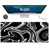 Galdas Gaming Mouse Pad XXL XL Large Mouse Pad Long Extended Big Mousepad Non-Slip Rubber Keyboard Mouse Pad with Stitched Edges for Laptop Home Office (31.5x11.8x0.08 Inch) … (Wave Black)