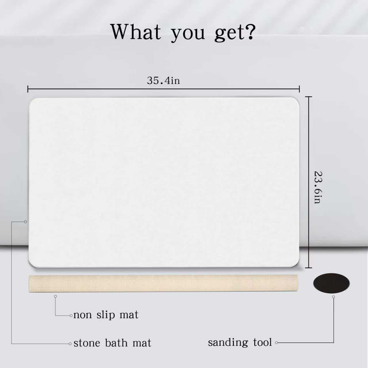 THMINS Tappetino da Bagno in Pietra 90x60 cm, Tappeto in Diatomite Assorbente, Asciugatura Rapida, Antiscivolo, per Bagno e Doccia, Bianco