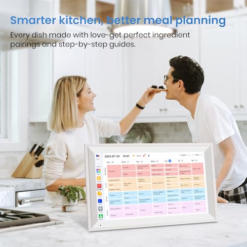 Image of 15.6 inch Smart Digital Wall Calendar, 1920 * 1080P Touchscreen Electronic Wall Planner, Family Schedule Organizer Digital Photo Frame with Built-in 64GB Memory, White