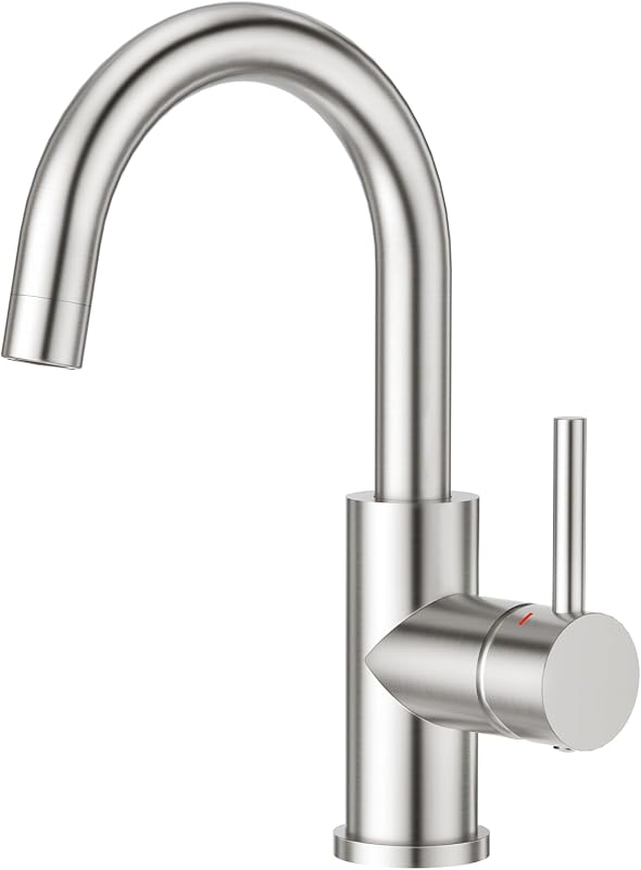 CREA grifo del fregadero de la barra, grifo de la cocina del baño níquel cepillado prehúmedo pequeño mini cocina baño utilidad grifo marino de un solo agujero de acero inoxidable granja vanidad lavabo grifos al aire libre