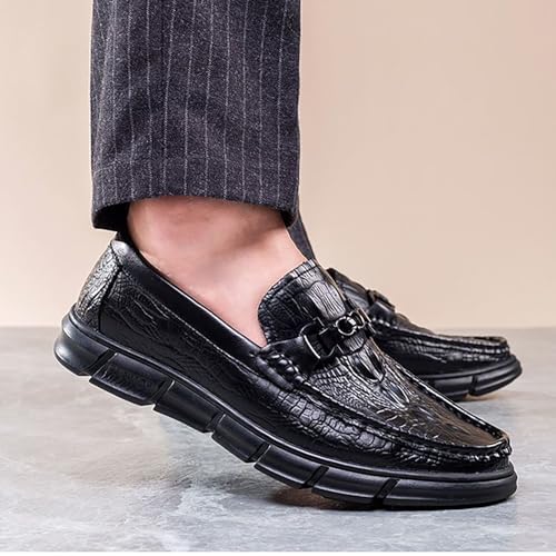 Men's Casual Textured Leather Slip-On Comfortable Breathable Dress Shoes for Men, Perfect for Driving & Daily Casual Wear3