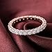 Dsnyu 9K Gold Rings, Eternity Wedding Bands for Women Rose Gold Row of 2.4mm Round White Moissanite Band Fashion Trendy Size 7