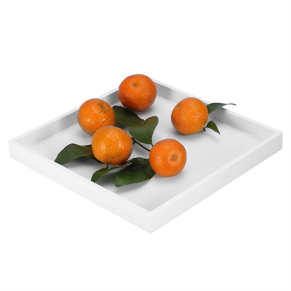 Raguso Wooden Tray White Square Tray Desktop Jewelry Cosmetics Storage Organizer Coffee Snack Food Meals Serving Tray for Gift For You Friends or Home Cafe Restaurant