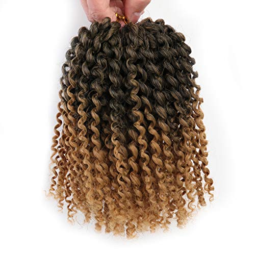 Marlybob Crochet Hair Short Passion Twist Crochet Hair Kinky Curly Crochet Hair for Black Women Water Wave Crochet Hair for Kids Crochet Braids 8 Inch 3 Bundles ï¼ˆ3Bundles8Inch,1B-27ï¼‰