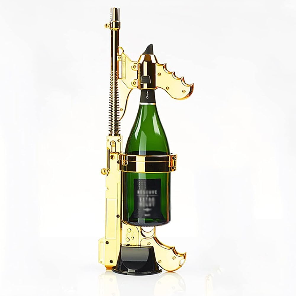 Champagnerpistole, verstellbar, für Party, Club, Bar, Pub, Festival, Geburtstag, Hochzeit, Weihnachten, Bar, Atmosphäre, Requisiten (Farbe: Gold)
