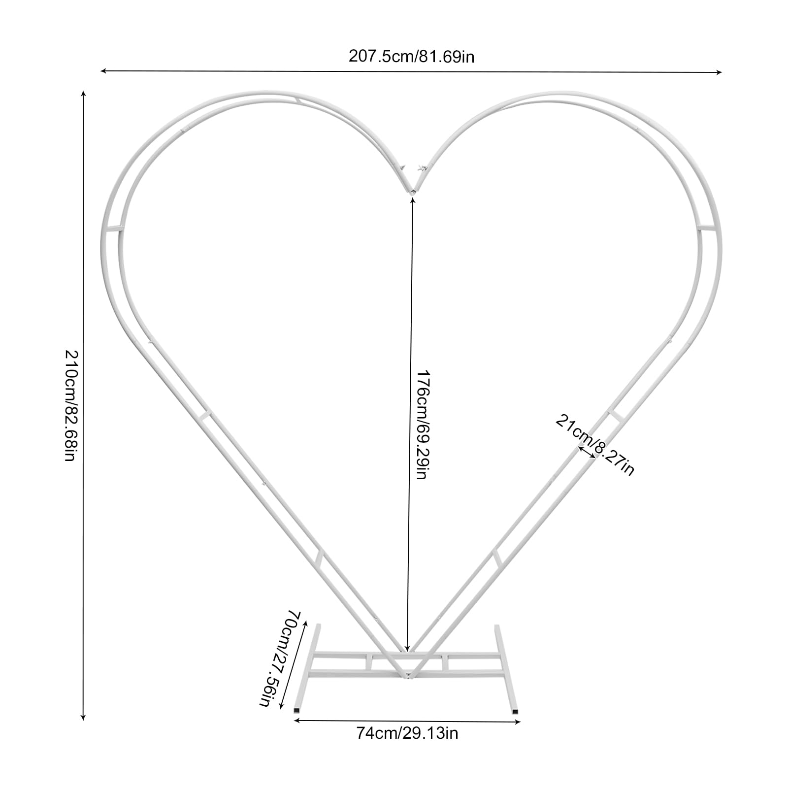 Herz Hochzeitsbogen, 2.05 * 2.05m Herzform Ballonbogen, Loving Heart Balloon Arch, Metall Herzförmiger Hintergrund Ständer Gold Luftballon Girlande Herz Luftballon Ständer für Hochzeit Babyparty