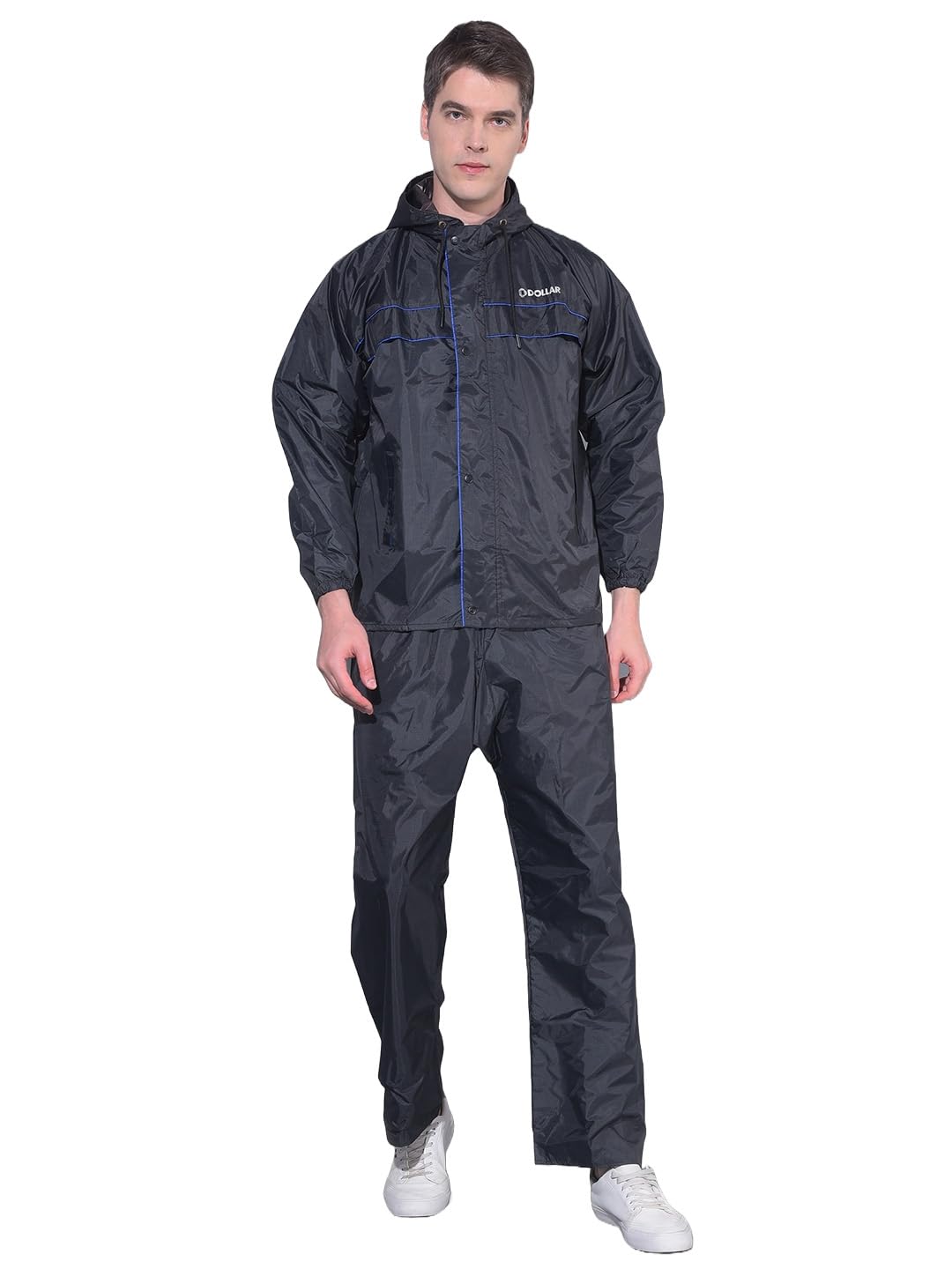 dollar Men's Waterproof Reversible Raincoat Set with Hood & Pocket | PVC Polyester Full Sleeve Zipper Rainwear Suit for Biking, Riding, Trekking, Outdoor | Lightweight Leakproof Jacket Pant Set-picture-34