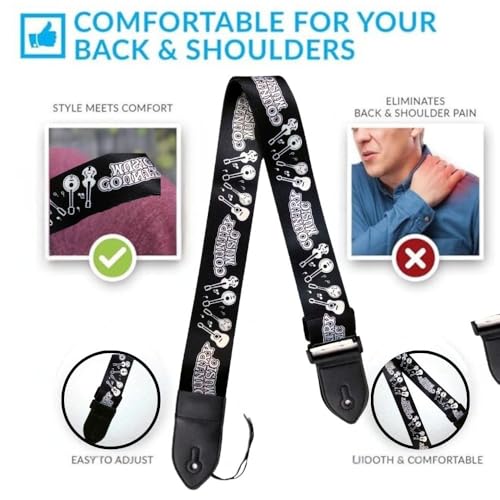 Image of MOCKING BIRD Guitar Belt with guitar wall mount hanger Adjustable Buckle Guitar strap for acoustic Guitar Electric Guitar bass Guitar Hanger with Colourful Plectrum picks