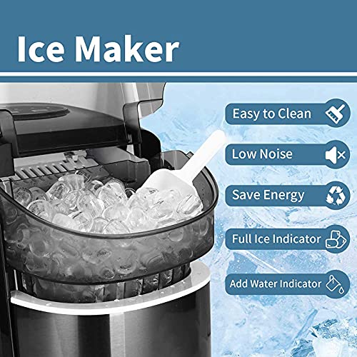 Fabricadora de hielo de sobremesa, automática, compacta, con función de limpieza automática, produce cubos de hielo en 6 minutos, 15 kg por día miniatura 2