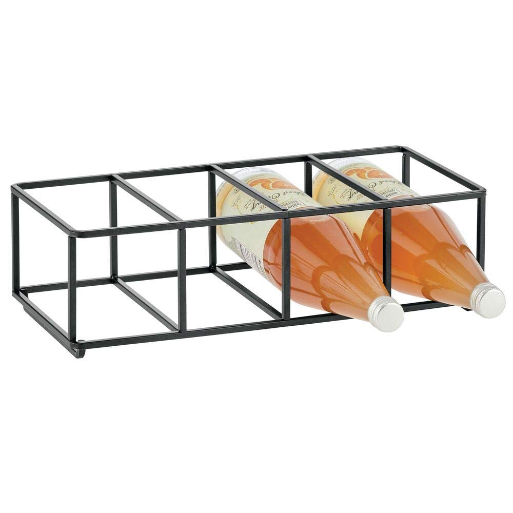 indian decor 28469 stackable, metal geometric free-standing water bottle and wine rack storage organizer for kitchen countertops, pantry, fridge - holds 8 bottles - 2 pack - matte black