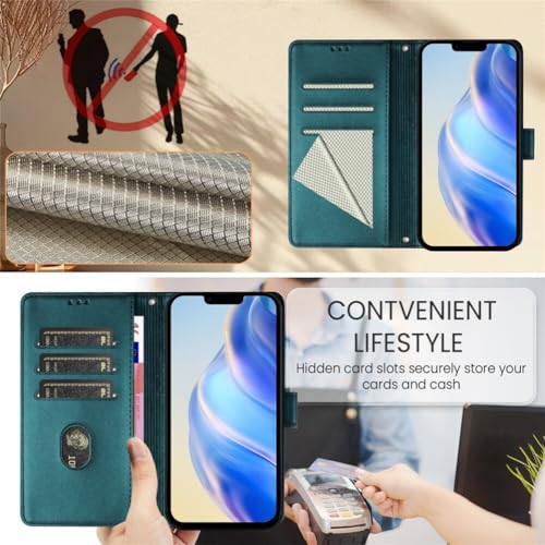 Housse en cuir iPhone 17 Pro Max bleu uni clapet magnétique de protection