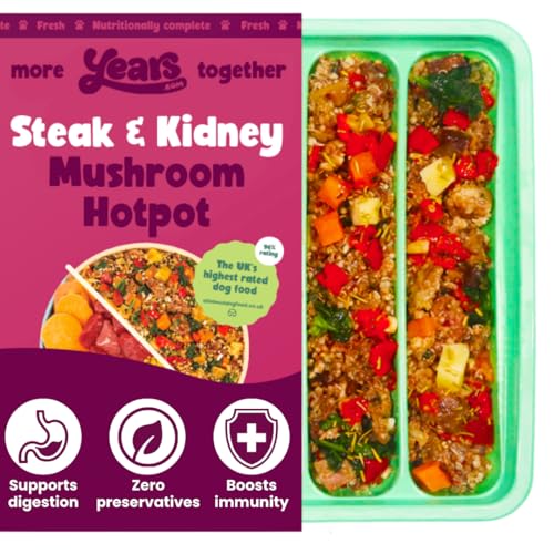 Fresh Dog Food YEARS Vet Certified Steak & Mushroom Hotpot Fresh Dog Food | 4 x 630g | Natural Grain Free Wet Dog Food