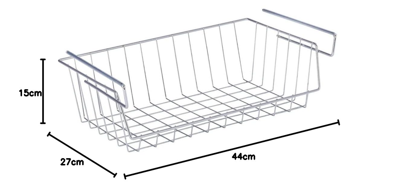 Wenko 2304100 Cesto per mensola in cromo 44 x 15 x 27 cm, Bianco